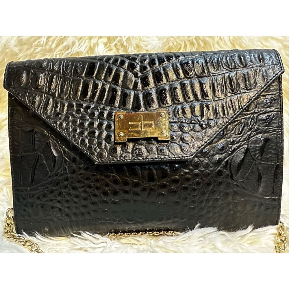 Courage. b Black crocodile Leather Shoulder Bag or Clutch with Removable Strap - Picture 3 of 10
